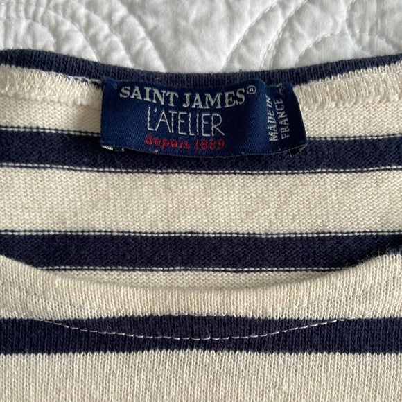 Saint James Breton Striped Top Boyfriend Meridien Modern Unisex Cream Navy XXL - Picture 4 of 17